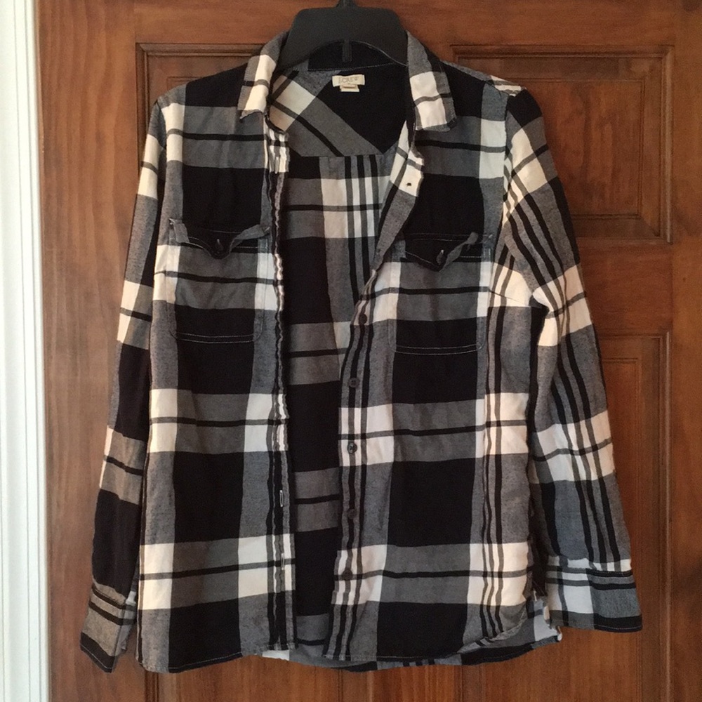 J CREW BLACK AND WHITE FLANNEL